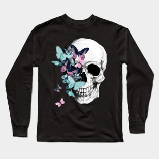 Skull and butterflies, sugar skulls and butterfly Long Sleeve T-Shirt
